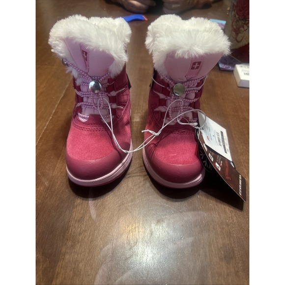 Swiss Tech Girl's Winter Boots Faux Fur Trim Pink Size 8 - Picture 1 of 6